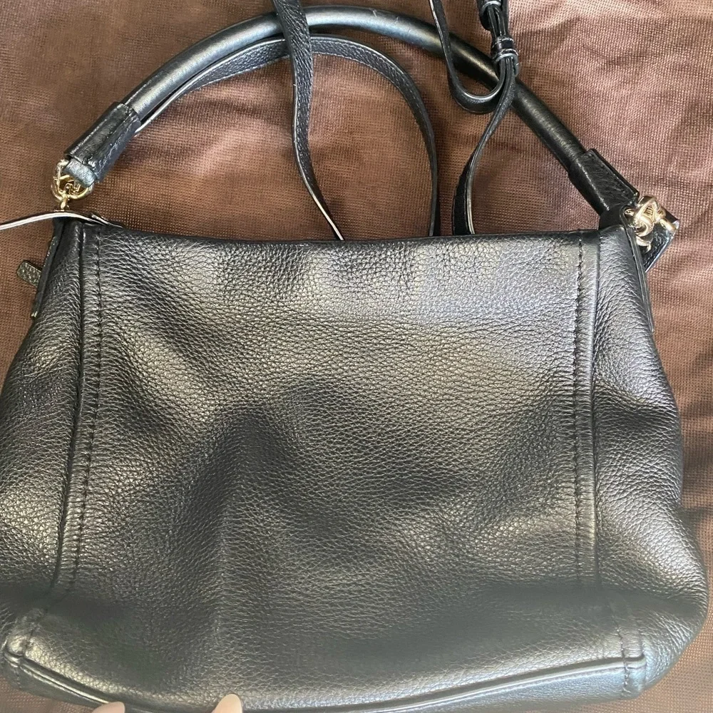 Kate Spade- Black Leather two Strap Hobo Style Satchel with Shoulder Strap